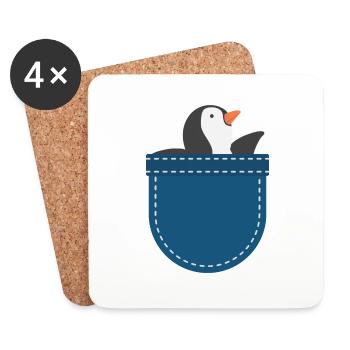 Tierliebhaber Zootier Geschenk Brusttasche Pinguin - Untersetzer (4er-Set) - Weiß - Vorne
