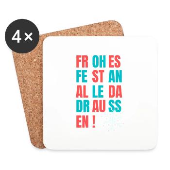 Frohes Fest an alle - Untersetzer (4er-Set) - Weiß - Vorne