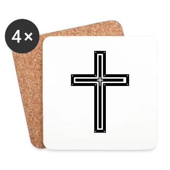 Kreuz - Untersetzer (4er-Set) - Weiß - Vorne