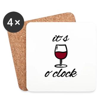Wine o'clock Lustiges Motiv mit Weinglas - Untersetzer (4er-Set) - Weiß - Vorne