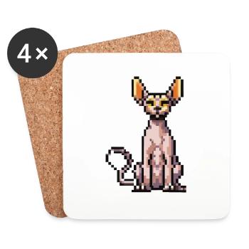 Cat Pixel Art Gift Idea - Coasters (set of 4) - white - Front