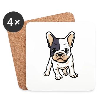 Baby French Bulldog Dog Gift Idea - Coasters (set of 4) - white - Front