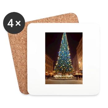 Hoher Weihnachtsbaum - Untersetzer (4er-Set) - Weiß - Vorne
