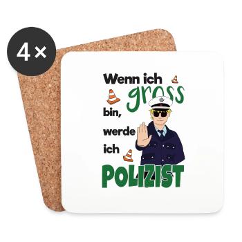 Wenn ich groß bin, werde ich POLIZIST für Kinder - Untersetzer (4er-Set) - Weiß - Vorne