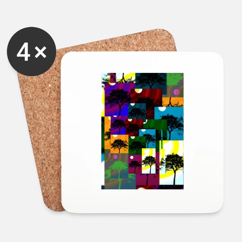 Tree art - Untersetzer (4er-Set) - Weiß