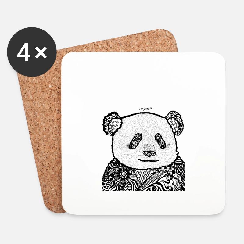 PANDA MANDALAS - Untersetzer (4er-Set) - Weiß