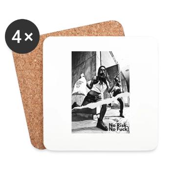 NRNF photo motif noir blanc scénario de braquage de banque - Dessous de verre (lot de 4) - blanc - Devant