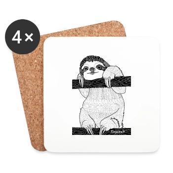 paresseux - Dessous de verre (lot de 4) - blanc - Devant
