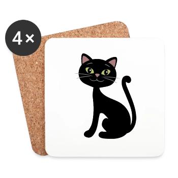 Happy black cat - Coasters (set of 4) - white - Front