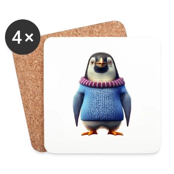 Pingouin - Dessous de verre (lot de 4) - blanc - Devant