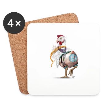 Verrücktes Huhn - Untersetzer (4er-Set) - Weiß - Vorne