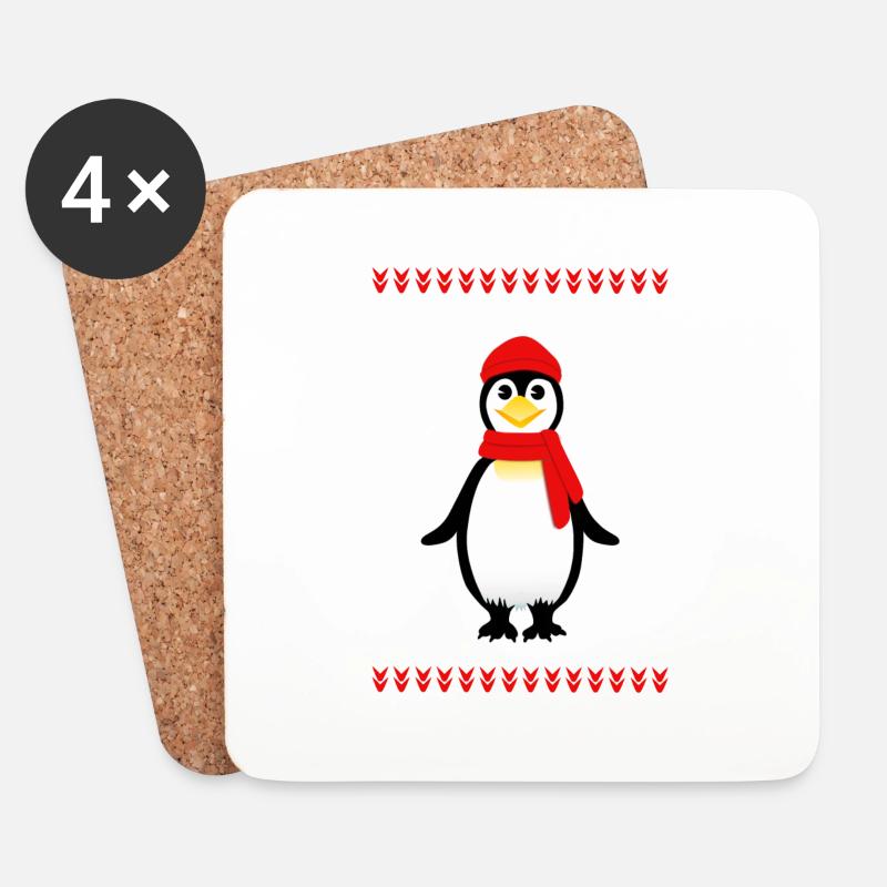 Pinguin Schnee Sterne - Untersetzer (4er-Set) - Weiß