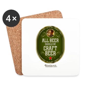 Craft Beer T-Shirt Design mit witzigem Spruch - Untersetzer (4er-Set) - Weiß - Vorne