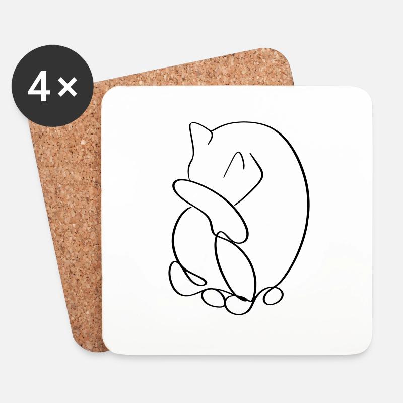 Katze - Untersetzer (4er-Set) - Weiß