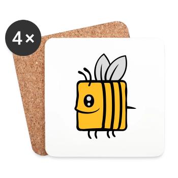 Carré petite abeille mignonne - Dessous de verre (lot de 4) - blanc - Devant