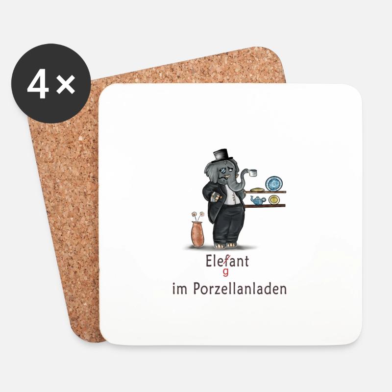 elefant - Untersetzer (4er-Set) - Weiß