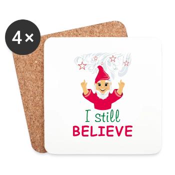Happy dwarf. I still believe - Coasters (set of 4) - white - Front
