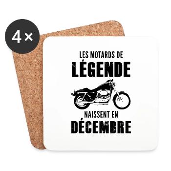 cadeau anniversaire motard / née en décembre - Dessous de verre (lot de 4) - blanc - Devant