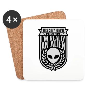 human costume alien Zitat - Untersetzer (4er-Set) - Weiß - Vorne