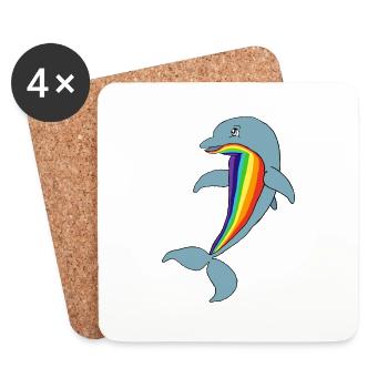 Happy Dolphin - Untersetzer (4er-Set) - Weiß - Vorne