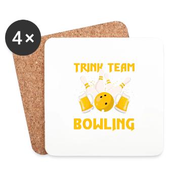 Mein Trink Team Hat ein Bowling Problem Strike Pin - Untersetzer (4er-Set) - Weiß - Vorne