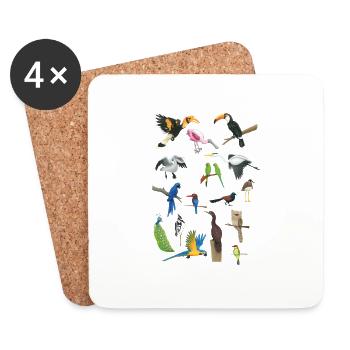 colorful birds - Coasters (set of 4) - white - Front