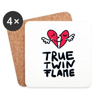 half hearts True Twin Flame - Coasters (set of 4) - white - Front