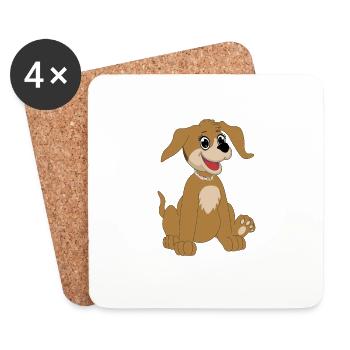 Hund sitzend - beige - Untersetzer (4er-Set) - Weiß - Vorne