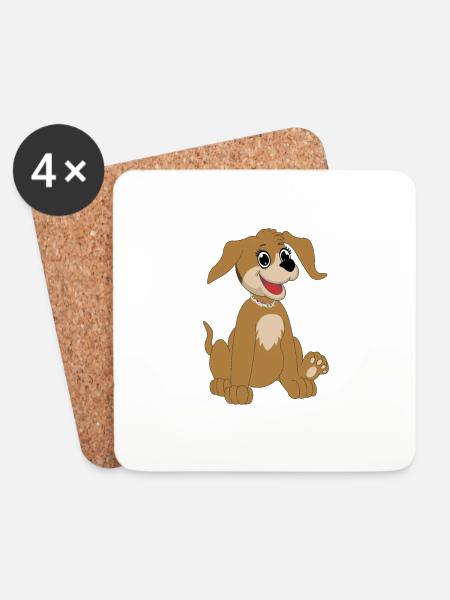 Hund sitzend - beige - Untersetzer (4er-Set) - Weiß