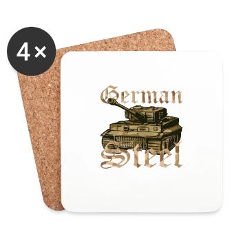 Panzer Cadeau en acier allemand - Dessous de verre (lot de 4) - blanc - Devant