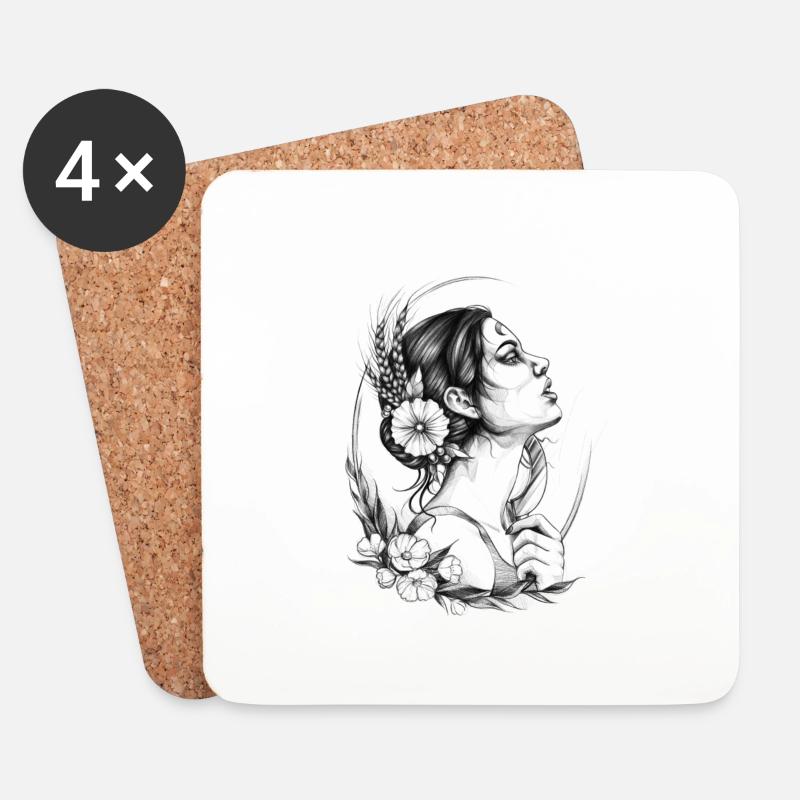 Slawisches Mädchen - Untersetzer (4er-Set) - Weiß