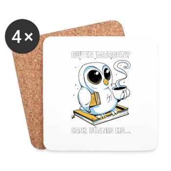 Guten Morgen Kaffee Nachteule Geschenk - Untersetzer (4er-Set) - Weiß - Vorne