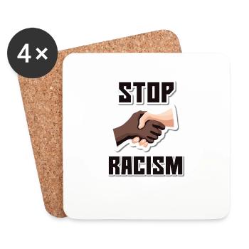 Stop au racisme Poignée de main noire - Dessous de verre (lot de 4) - blanc - Devant