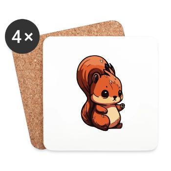 Eichhoernchen Squrirrel Comic Cute Kawaii 6 - Coasters (set of 4) - white - Front