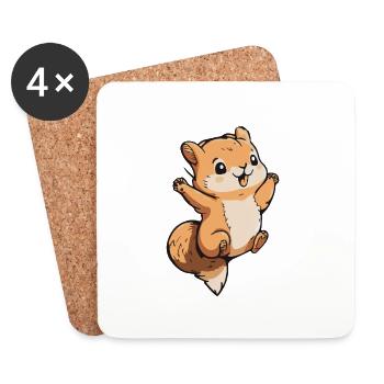 Eichhoernchen Squrirrel Comic Cute Kawaii 13 - Coasters (set of 4) - white - Front
