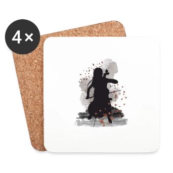 Violoncelle, violoncelle, musique, mercredi, série - Dessous de verre (lot de 4) - blanc - Devant