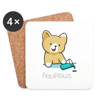 Zodiac Sign Aquarius Cat Aquarius Gift - Coasters (set of 4) - white - Front