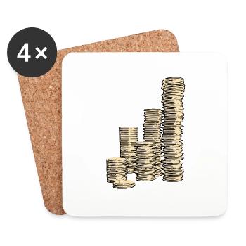 Pile de pièces - Illustration numérique - Dessous de verre (lot de 4) - blanc - Devant