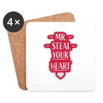 mr steal your heart - Untersetzer (4er-Set) - Weiß - Vorne