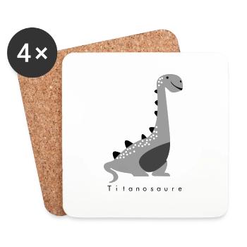 Titanosaure - Dessous de verre (lot de 4) - blanc - Devant