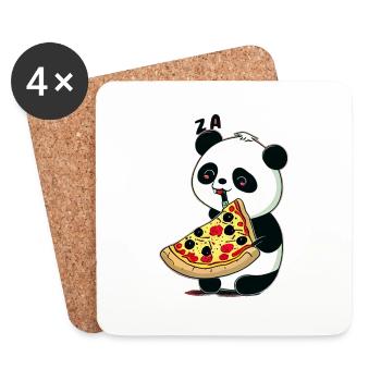 Cute Kawaii Panda Who Eats Pizza Anime Manga - Coasters (set of 4) - white - Front