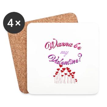 Wanna be my Valentine? - Untersetzer (4er-Set) - Weiß - Vorne