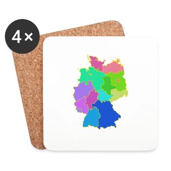Bundesländer Deutschland Karte - Untersetzer (4er-Set) - Weiß - Vorne