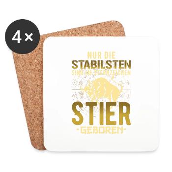 Sternzeichen Stier stabil Geschenk - Untersetzer (4er-Set) - Weiß - Vorne