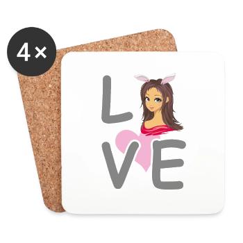 Anime girl lover - Dessous de verre (lot de 4) - blanc - Devant