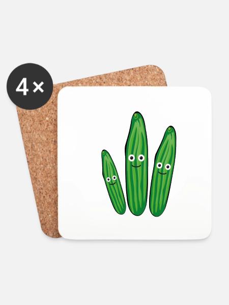 gurken familie,gurken,gurke,salatgurke - Untersetzer (4er-Set) - Weiß