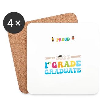 Fière maman d’une classe de 1ère année de 2023 Graduation - Dessous de verre (lot de 4) - blanc - Devant