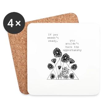 Triangle Drawing Flowers Fineline - Coasters (set of 4) - white - Front
