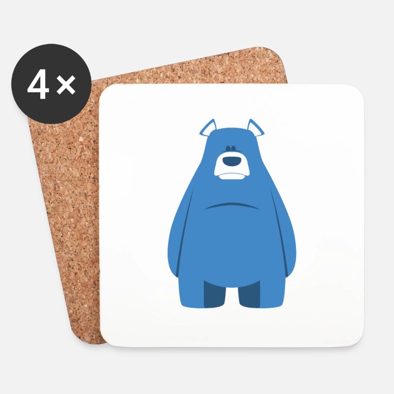blauer Teddybär - Untersetzer (4er-Set) - Weiß
