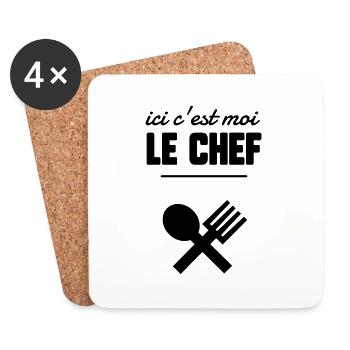 Ici c’est moi le chef - Dessous de verre (lot de 4) - blanc - Devant
